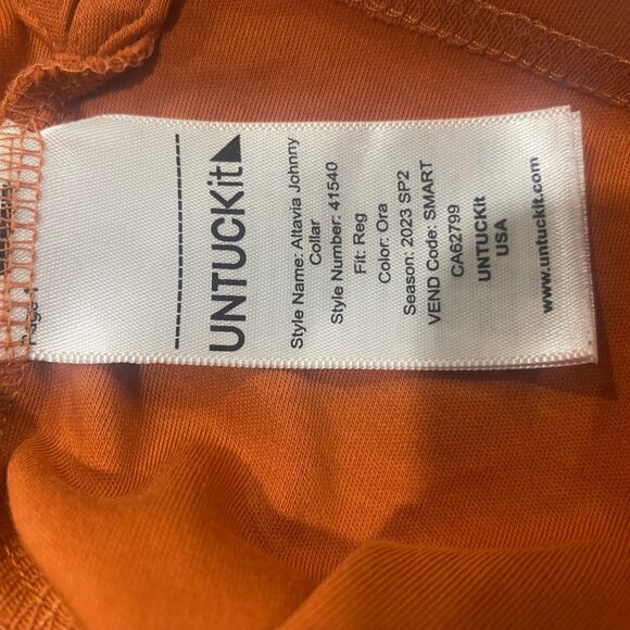 Untuckit Altava Johnny‎ Collar Orange Polo Shirt Mens  XL Cotton Casual - Picture 3 of 13